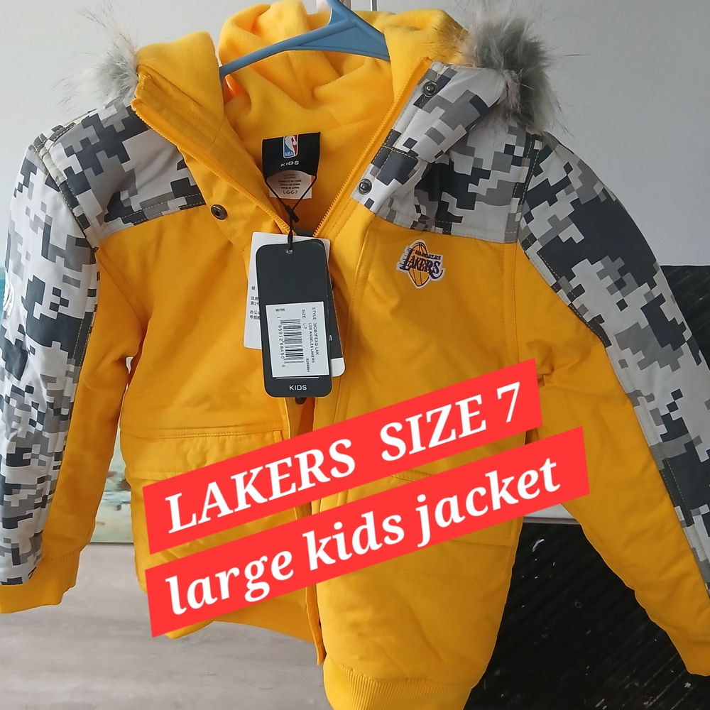 NBA Lakers Yellow Kids Jacket with Camo Sleeves